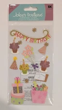 RARE Jolee's Happy Birthday Scrapbooking Stickers Gifts Cupcakes Party Hats