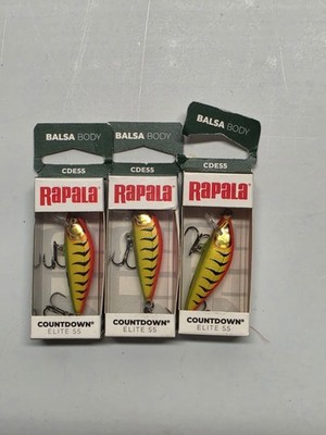 (LOT OF 3) Rapala Countdown Elite 55 / Gilded Hot Tiger