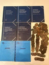 Collectors Lot of Old Vintage UK British Coin Lot Silver Copper Folders!