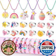 Kids Jewelry Set for Girls 3-8, Toddler Costume Play Necklace Rings Bracelets