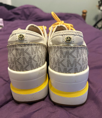 Michael Kors Women s Low Top Lace-Up Sneakers White/Yellow/Gold Logo