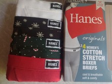 NEW, 4 Pack, Hanes Ultimate Originals Women's Cotton Stretch Boxer Briefs