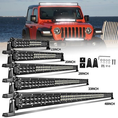 15 20 24 28 33 42 48'' Dual Row LED Light Bar Spot Flood Combo Truck Off Road