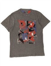 Desigual T-Shirt Uomo Grafica Top Grigio Medio Maculato CP05