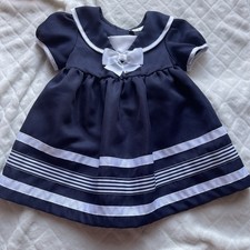 Rare Editions navy sailor dress baby toddler bow white holiday size 18 months