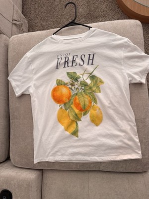 Grayson Threads Fruit Graphic T-Shirt XS White Cotton Blend Short Sleeve