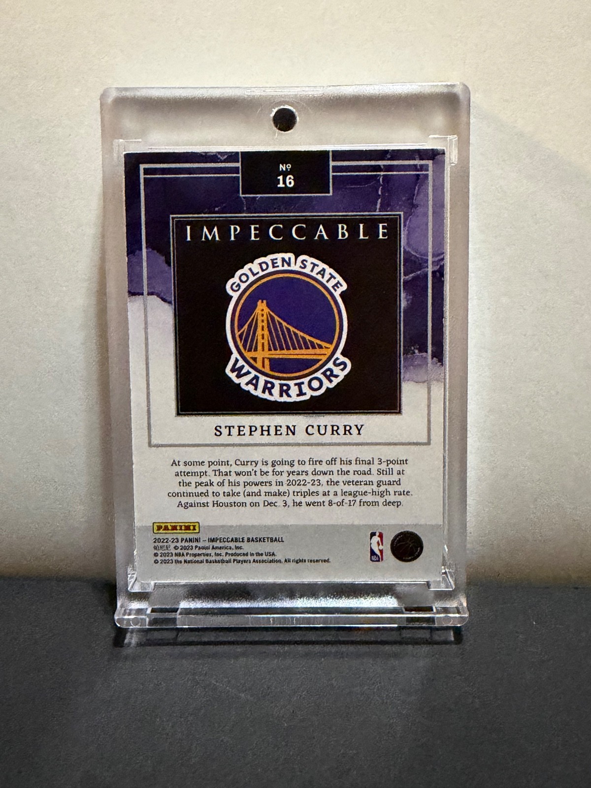 2022-23 Panini Impeccable Stephen Curry #16 Silver 1 Oz NBA Logo Holo Gold /10 view 2