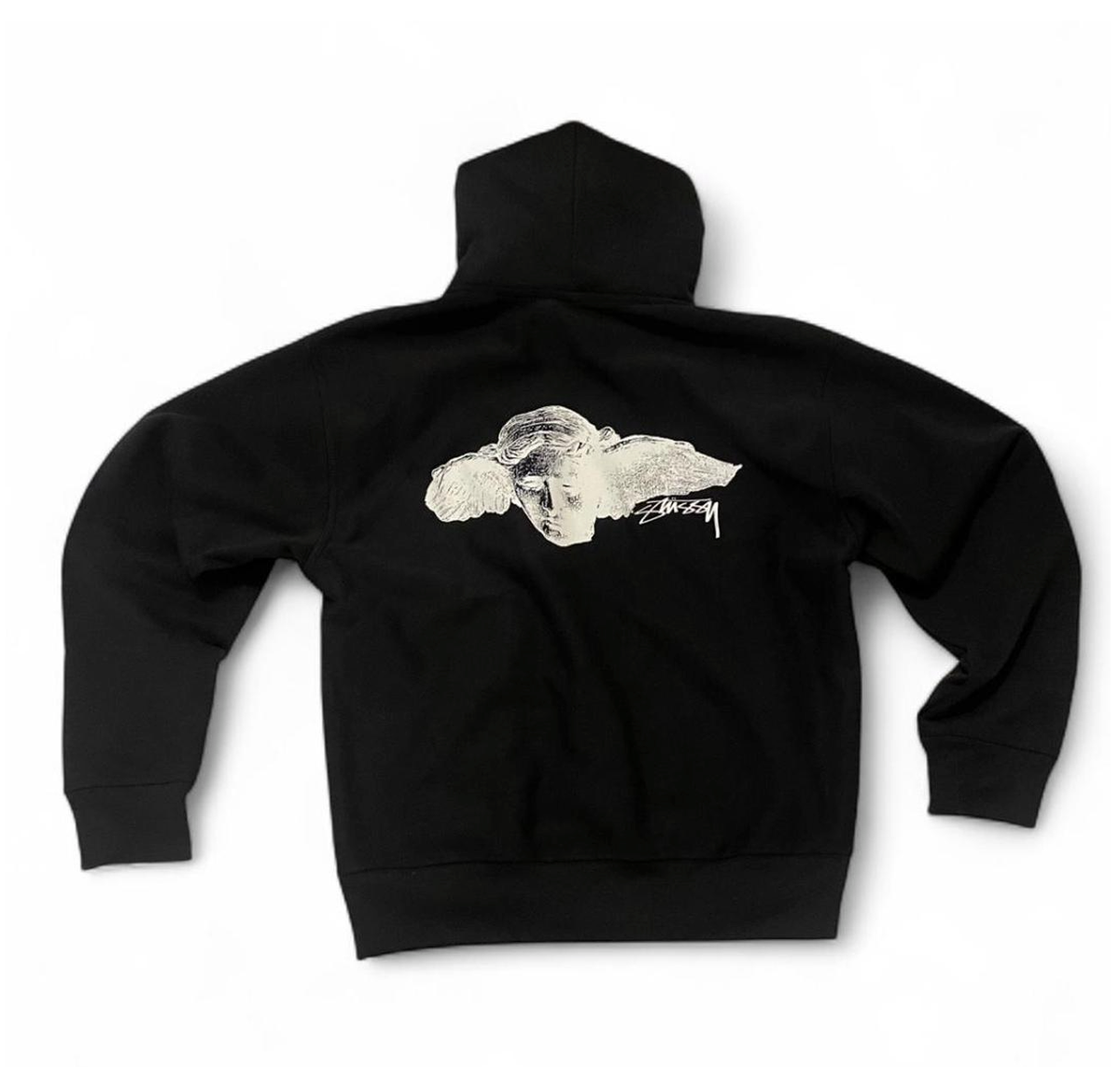 Stussy Black Full Zip Hypnos Cotton Fleece Hoodie Graphic Print