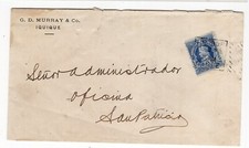 Chile 1905 Oficina Salitre SANTIAGUINA DOLORES recibo cancelar en el reverso