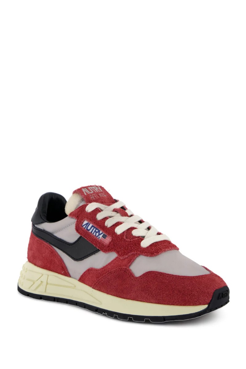 スニーカー AUTRY Women Sneakers WWLW HN07 Red Women's Sneaker Autry Reelwind Low in Red Suede and Gray