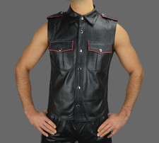 awanstar leather shirt sleeveless, leather vest, leather shirt, leather shirt, chemise cuir