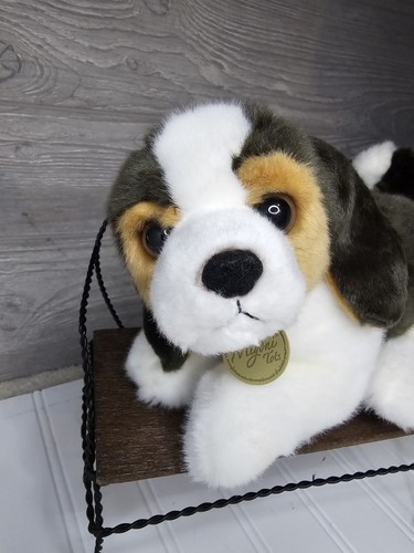 Peluche Beagle Miyoni Tots de Aurora suave blanco y marrón perro peluche cachorro 8" - Imagen 3 de 10