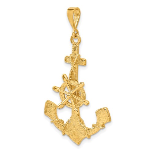 14k Large Anchor w/ Moveable Wheel Charm - Picture 5 of 6