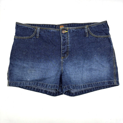 Vintage 90s Y2K Route 66 Dark Wash Button Fly Mid Rise Denim Shorts 15/16 37x3''