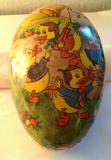 Vintage German Paper Mache’ Easter Egg – Ducklings Ringing School Bell