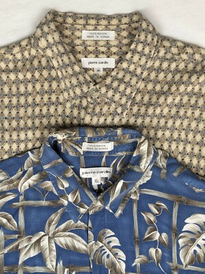 2 pair Pierre Cardin Men's Vintage Hawaiian 100% Rayon Shirt XL. Korea. |  eBay