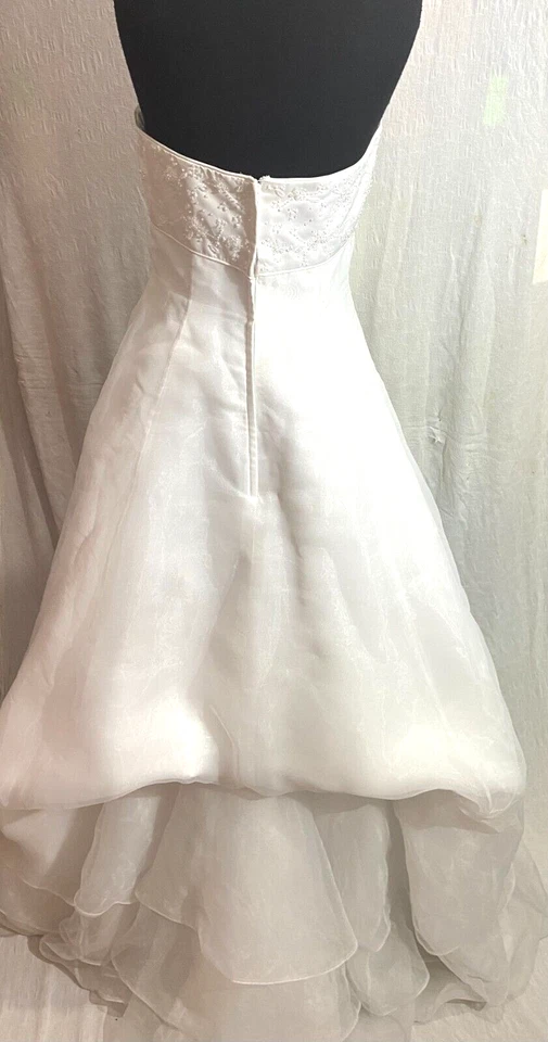 St Tropez Organza Beaded Empire Bodice Wedding Gown (White)- Size 10 - MSRP $900 - Image 4 of 4