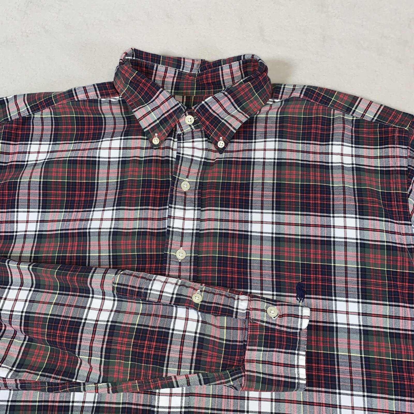 Ralph Lauren Shirt Mens XLT Brown Plaid Long Sleeve Button Down Tall Size Men