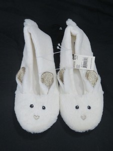 white and gold slippers