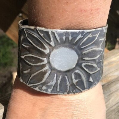 Sonnenblume massiv Sterling Silber 925 Armreif Armband floral Handarbeit böhmisch Geschenk
