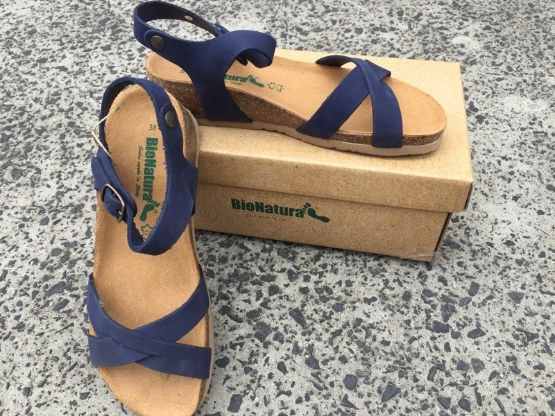 Ladies Health Sandal BIONATURA made in italy so comfy Navy Fregene Nabuk Verde