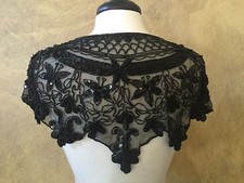 Sequin Beaded Hip Wrap or Collar Shoulder Shrug Shawl Applique Black