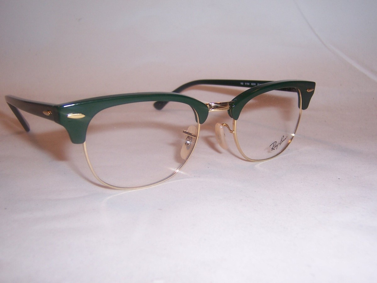 NEW Ray Ban CLUBMASTER EYEGLASSES RB5154 8233 GREEN ON GOLD 51mm AUTHENTIC  5154