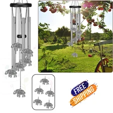 Elephant Wind Chimes for Outdoors – Sympathy Gift, Patio Garden Zen Decor