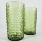 Vintage Anchor Hocking Soreno Avocado Green Textured Glass Tumbler Set of 2