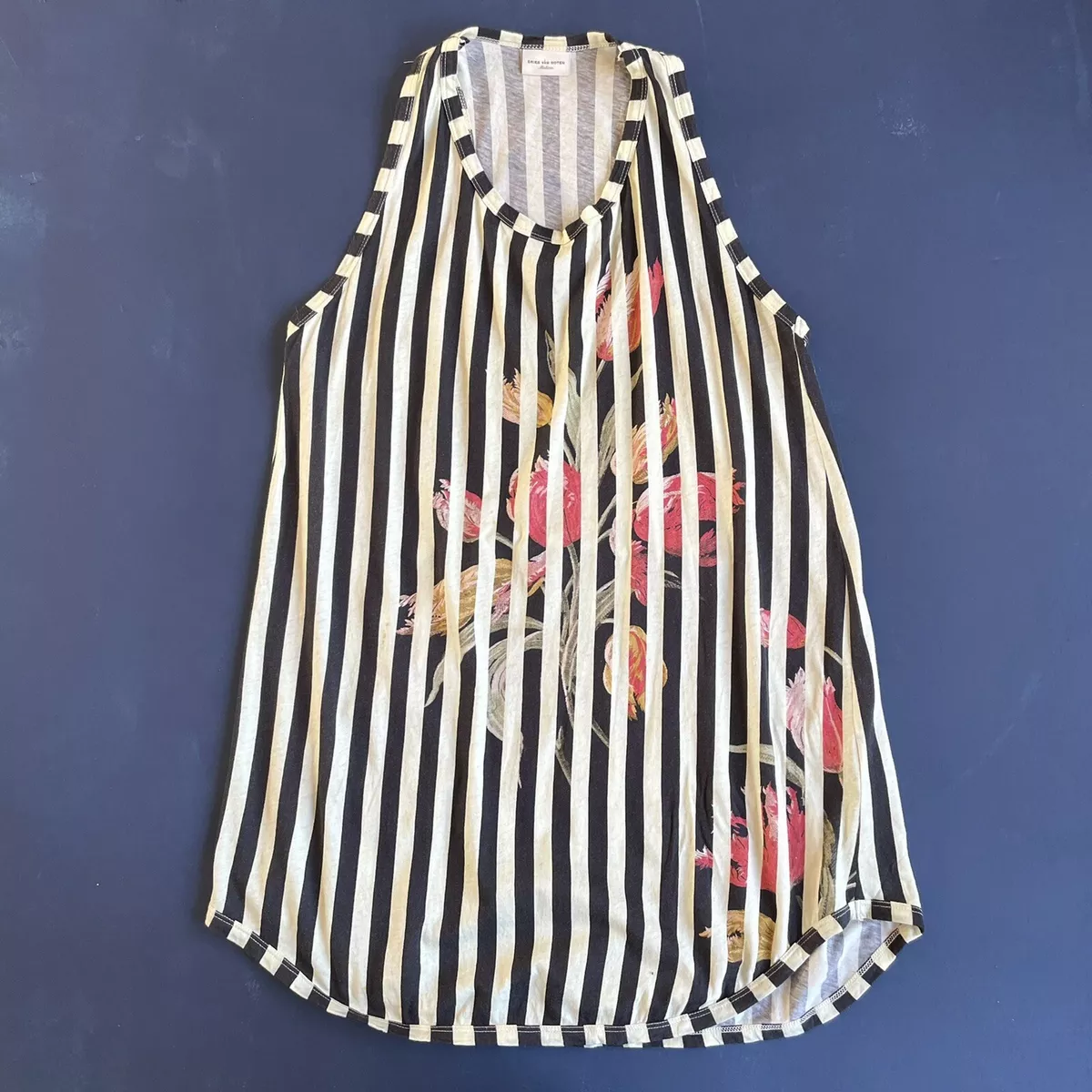 Dries Van Noten Tank Top Tunic Stripe Floral Cotton M