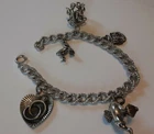 VINTAGE LOADED CHARM BRACELET NAVY Genie Lamp STERLING SILVER 925 Rope link Ring