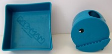 REPLACEMENT PARTS for vintage Pac Man Board Game TRAY & PLAYING PIECE blue 1980s