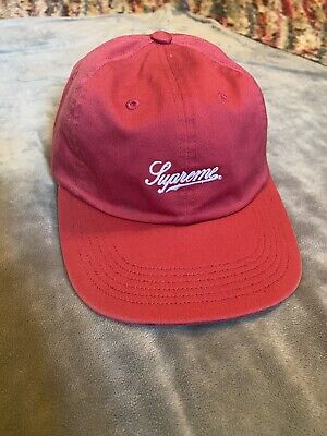 Supreme Script Logo 6-Panel Fitted Cap Red SS16 Size M | eBay