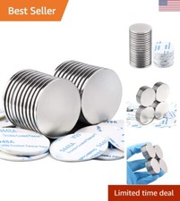 20 Pack Strong Neodymium Disc Magnets - Double-Sided Adhesive - 1.26 inch D x...
