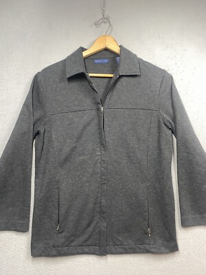 Karen Scott Jacket Women s Gray Polyester Blend Size Small Full Zip Has Pockets