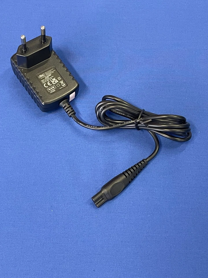 Cavo Rasoio Alimentatore Nero Spina 15 V DC Non Spiralato per Philips - Immagine 2 di 4