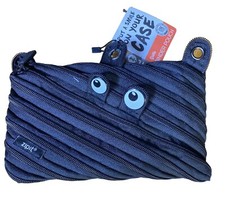 Zipit Grillz 9" BLACK MONSTER Gold Teeth 3 Ring Binder Pouch Pencil Case NEW