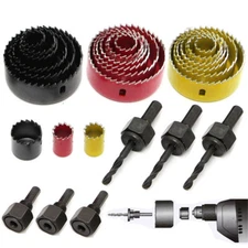 8Pcs Drill Bits Kit with 2 Mandrels Hole Saw Set Wood Plastic Sheet Alloy Cutter