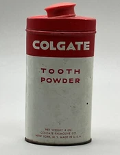 VINTAGE COLGATE TOOTH POWDER CAN Red CAP TIN "Giant" Size with Full Contents