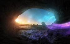 Landscape abstract glitch art trippy triangle nature Custom Gaming Mat Desk