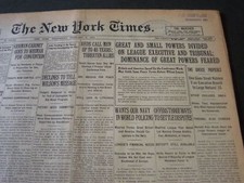 1919 FEBRUARY 5 NEW YORK TIMES - DOMINANCE OF GREAT POWERS FEARED - NT 6197