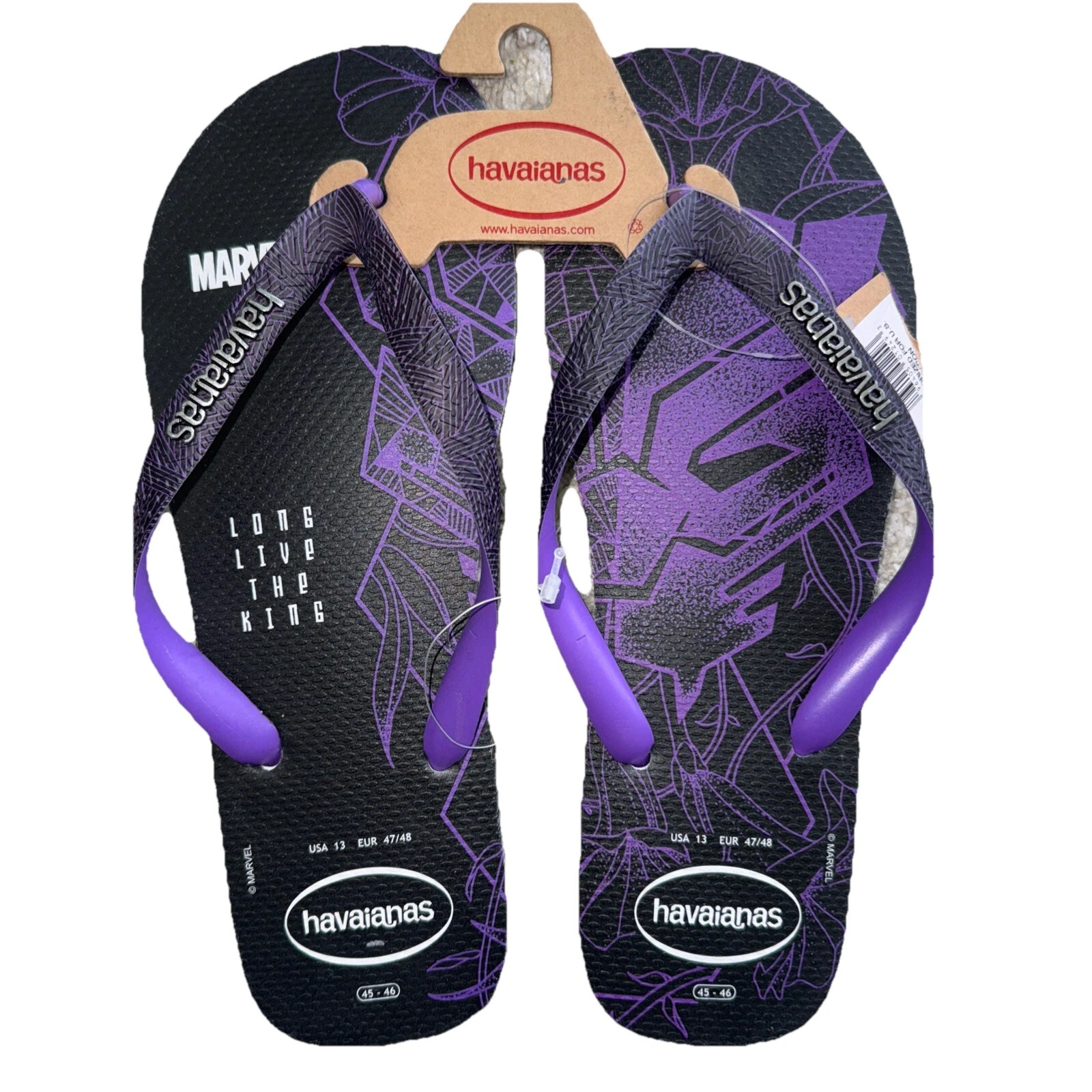 PUMA Sandali infradito uomo Marvel Black Panther Havaianas taglia 13 nuovi con etichette