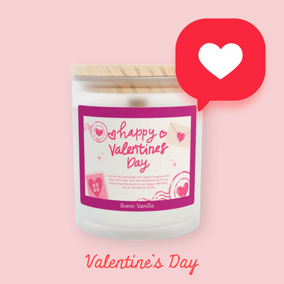 Valentines Day Candle, Romantic Frosted Glass With Note, Love Gift, 11oz Candle,
