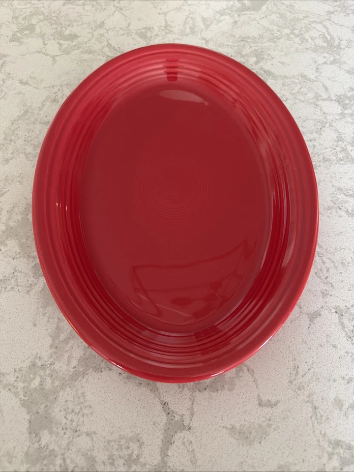 Fiesta Serving Platter Scarlet Red Large Oval Serving Platter 13 5/8” USED - Image 3 of 4