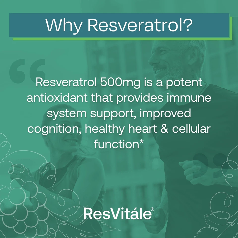 ResVitále Resveratrol 500 mg - Suplemento de resveratrol para hombres y mujeres - 60 cápsulas Foto 4 de 4