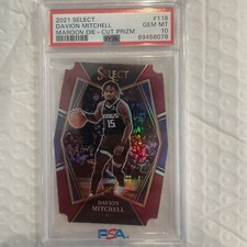 Davion Mitchell die cut psa 10 /175 2021 select RC