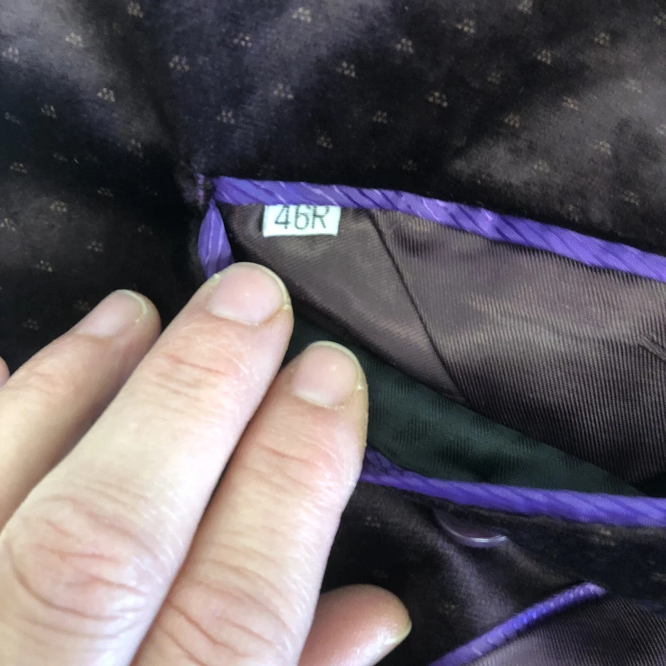 Vinci Purple SHARKSKIN Sport Coat VELVET Trim Formal Jacket SILVER FLECK Blazer - Image 4 of 4