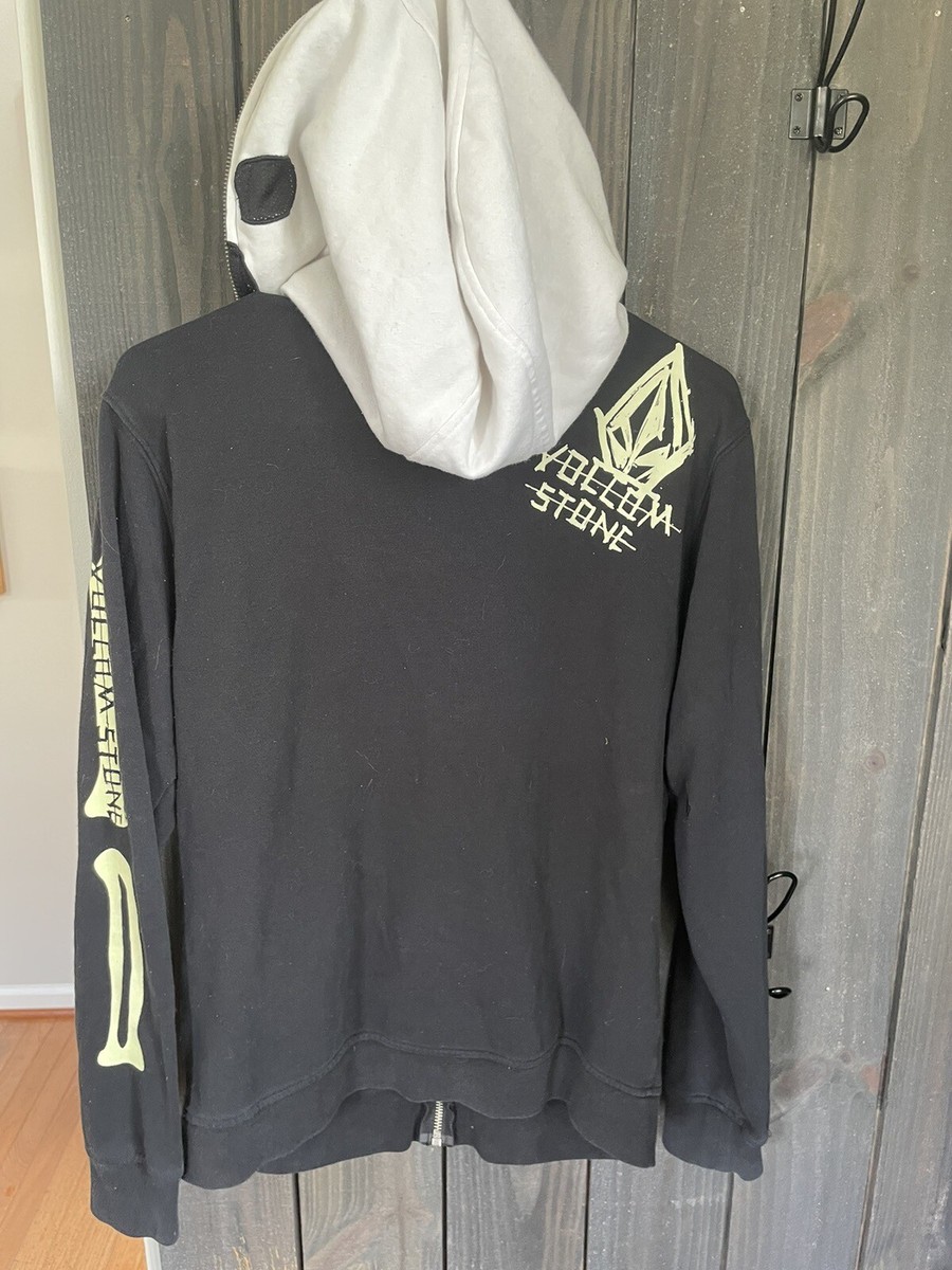 ★【VOLCOM】★Board stone Oversized Fit Hoodie Zip-U.p★ Volcom Stone Boys Skeleton Skeletal Body Face full Zip