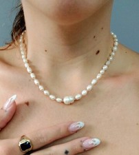 Natural White Pearl Beaded Choker Necklace
