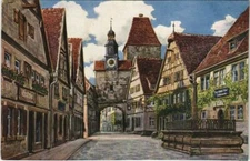 Old postcard Rothenburg Rodergasse with St. Mark's Tower GERMANY (1077049)